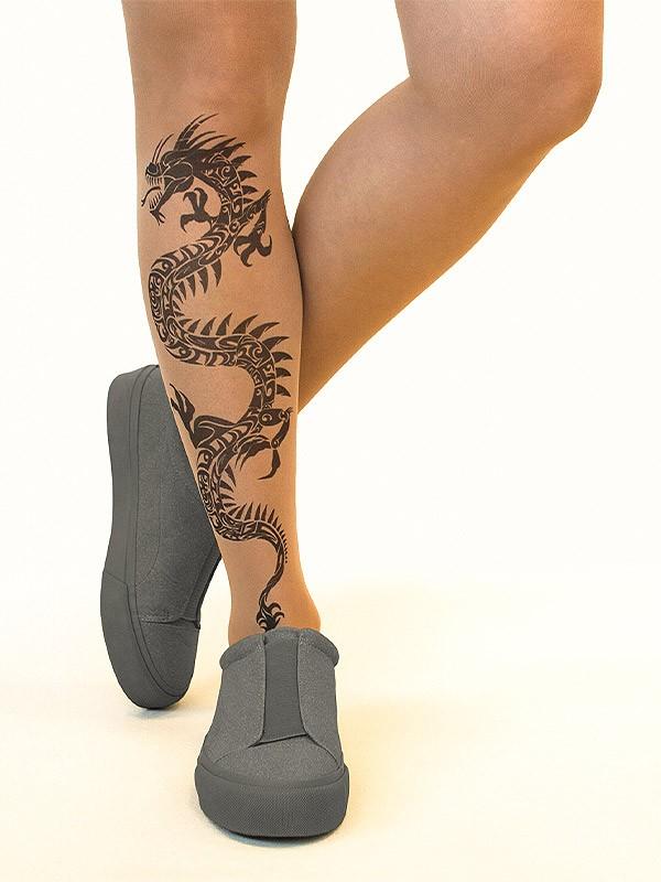 Stop & Stare pėdkelnės su tatuiruote "Black Dragon 20 Den Sun"