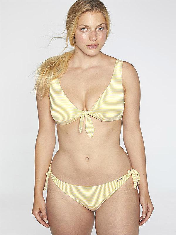 Ysabel Mora bikini maudymosi kostiumėlis "Kimo Yellow - White Stripes"