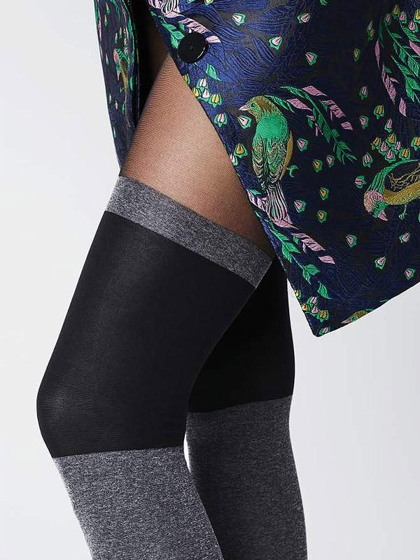 Fiore pėdkelnės su kojinių imitacija "Piega 40 Den Melange - Black"