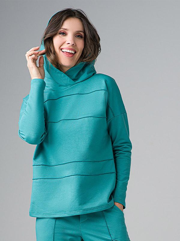 Lega medvilninis laisvalaikio džemperis su gobtuvu "Juna Turquoise"