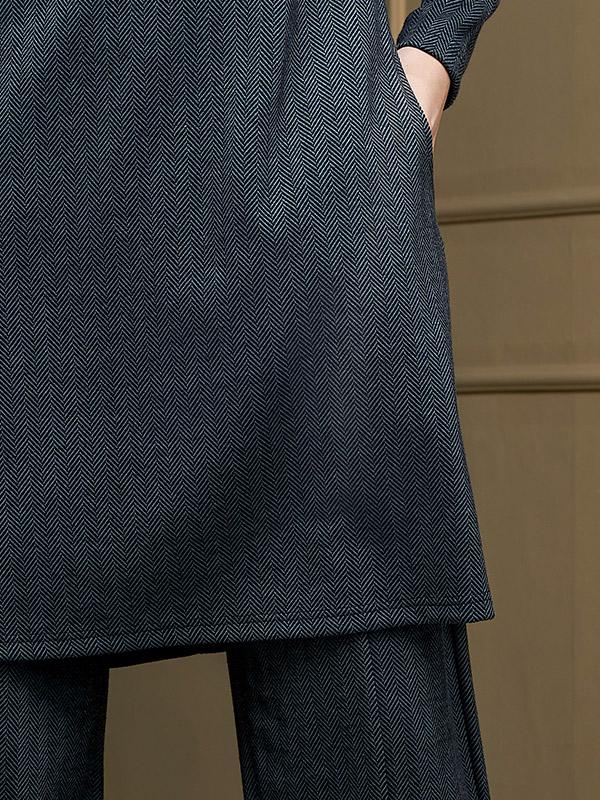 Lega suknelė su užtrauktuko papuošimu "Molly Black - Graphite Chevron Tweed"