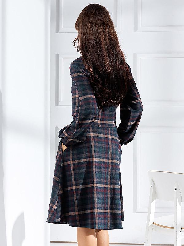 Lega A silueto suknelė "Emily Navy - Bordeaux - Brown Tweed"