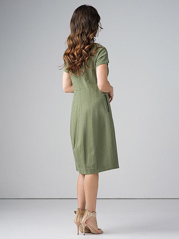 Lega įliemenuota tampraus lino suknelė "Angelina Green"