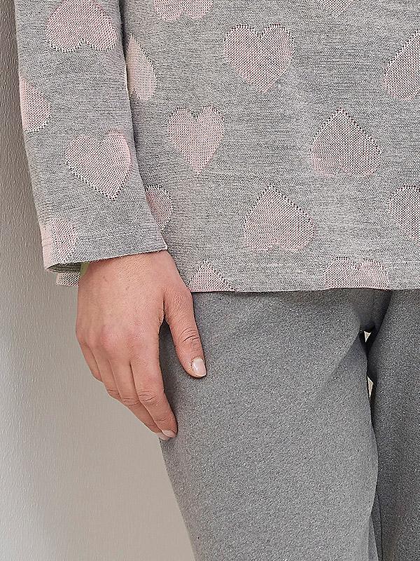 Linclalor šilta pižama su pūkeliu "Hearty Grey - Light Pink"