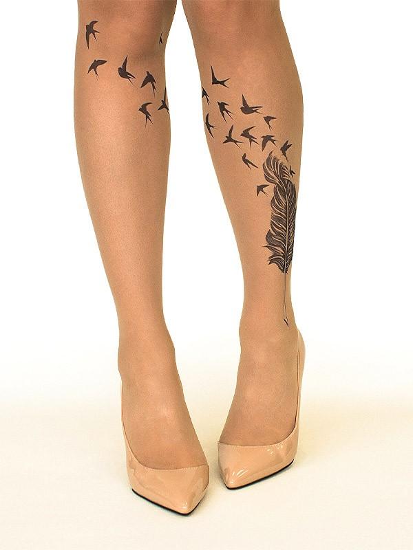 Stop & Stare pėdkelnės su tatuiruote "Swallow Feather 20 Den Sun"