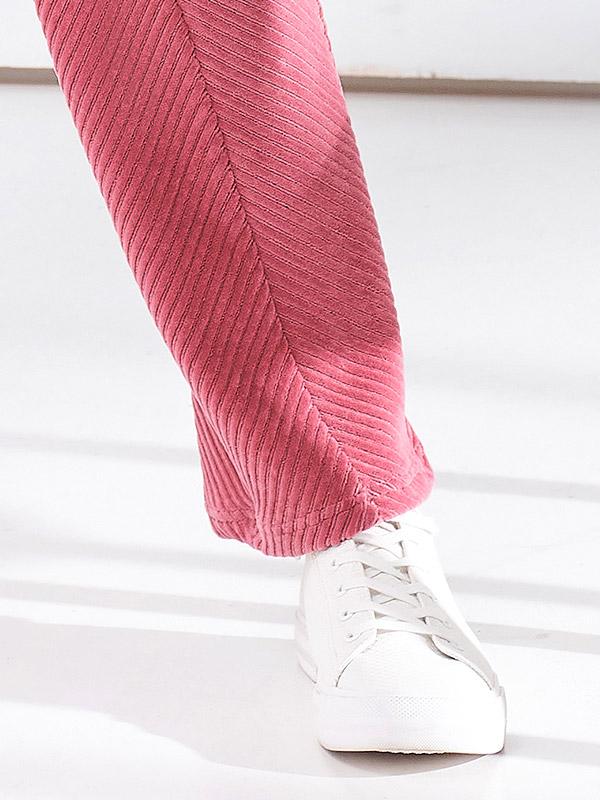 Lega medvilninės velvetinės laisvalaikio kelnės su kišenėmis "Trudy Pink"