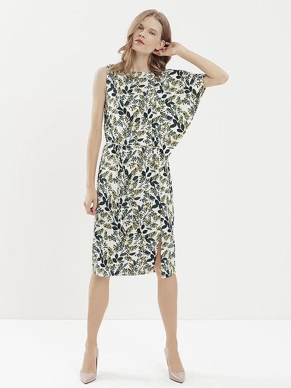 Utenos asimetrinė suknelė "Miyuki Green Floral Print"
