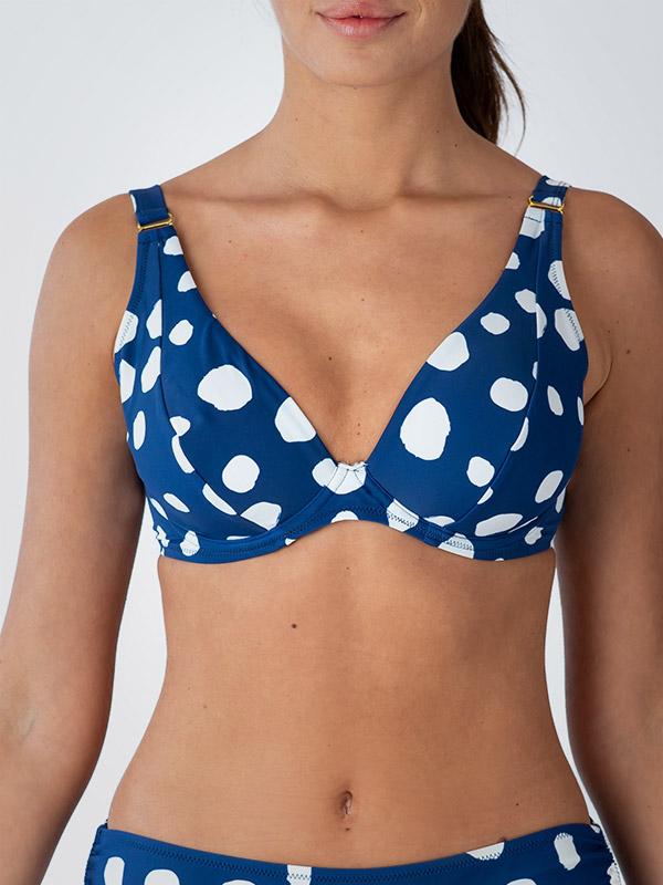 Deidad krūtinę mažinantis bikini maudymosi kostiumėlis "Severina Dark Blue - White Dots"