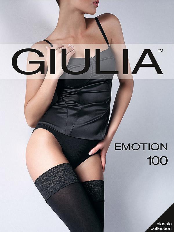 Giulia prilipinamos neperregimos matinės kojinės su nėrinių juosta "Emotion 100 Den Nero"
