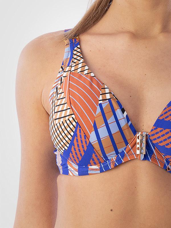 Deidad krūtinę mažinantis bikini maudymosi kostiumėlis "Waves Blue - Orange - White"