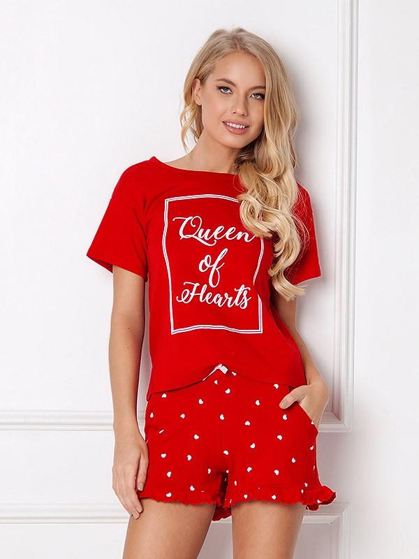 Aruelle medvilninė pižama "Hearty Short Red - White"