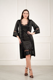 juodas šilkinis chalatas