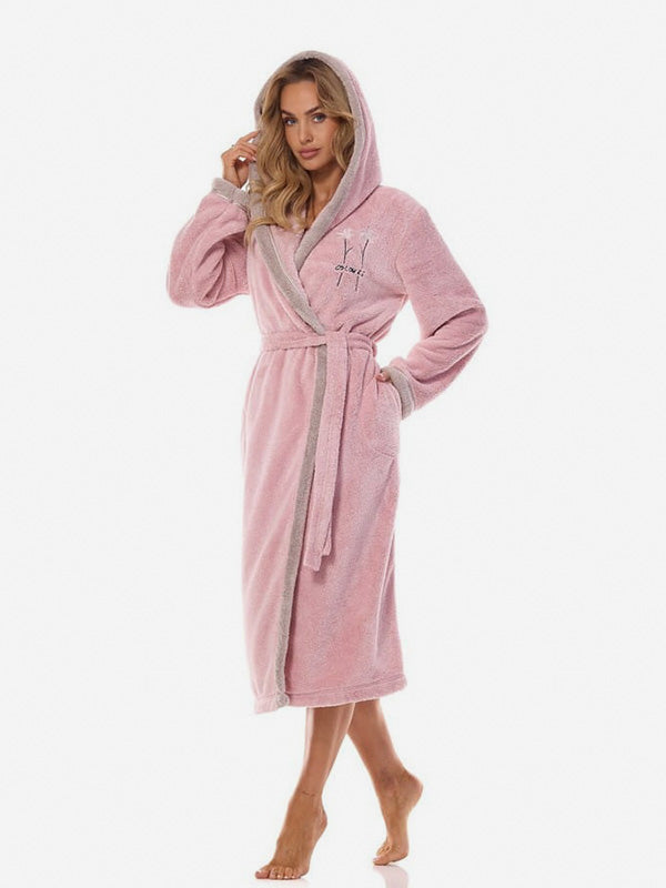 L&L ilgas chalatas su gobtuvu "Tess Long Light Pink"