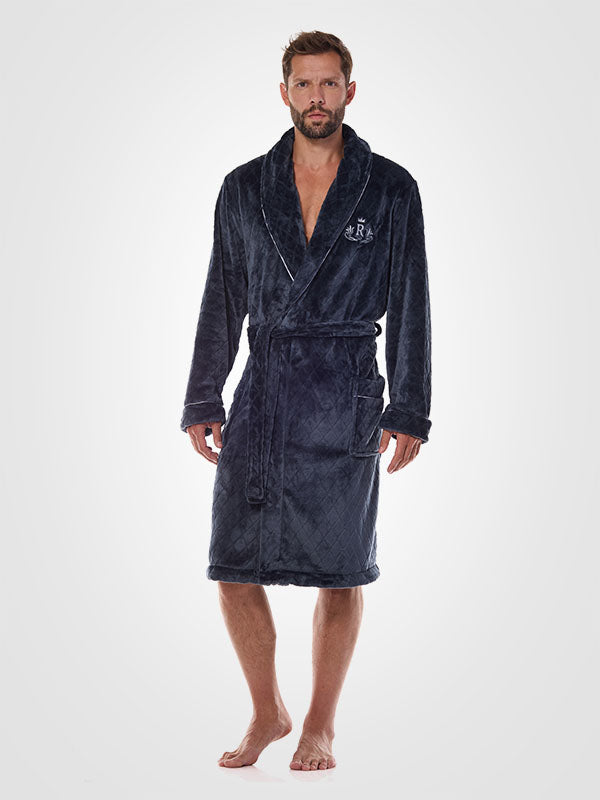 L&L raštuotas vyriškas chalatas "Ready Graphite Velour"