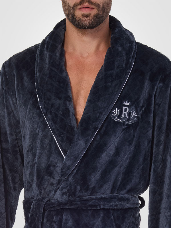L&L raštuotas vyriškas chalatas "Ready Graphite Velour"