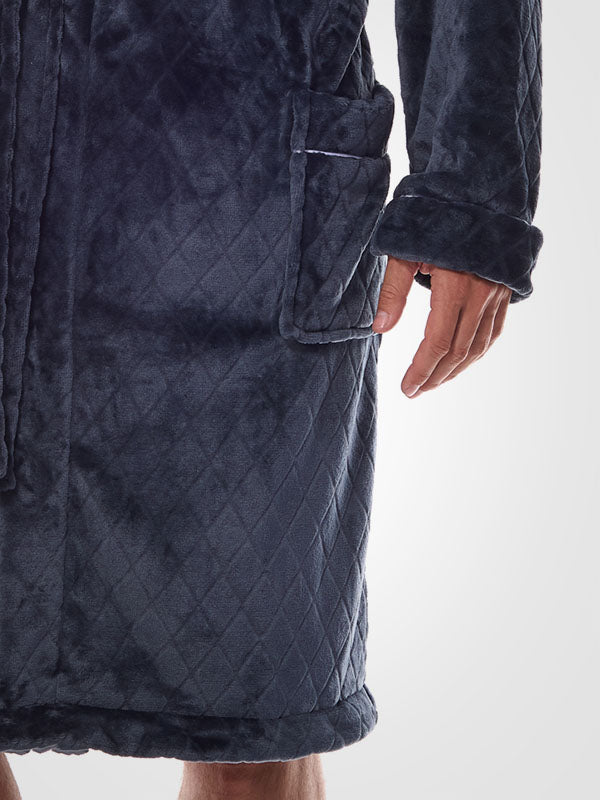 L&L raštuotas vyriškas chalatas "Ready Graphite Velour"
