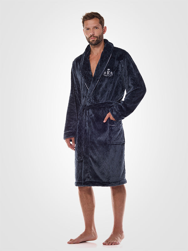L&L raštuotas vyriškas chalatas "Ready Graphite Velour"