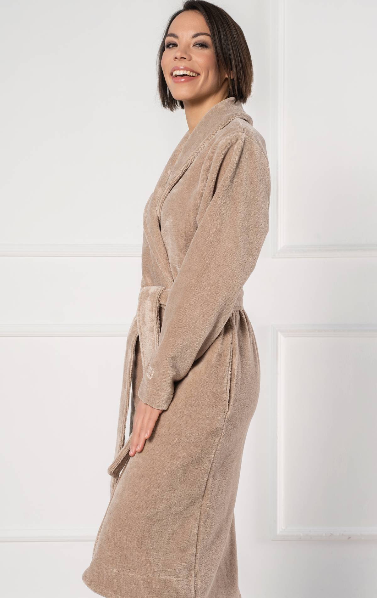 bambuko ir medvilnės chalatas moterims