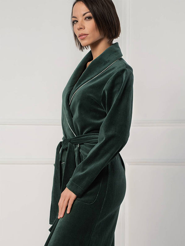 Belmanetti ilgas medvilninis chalatas "Maria Olive Velour"