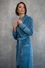 Belmanetti ilgas bambuko pluošto chalatas "Lafayette Velour Blue"