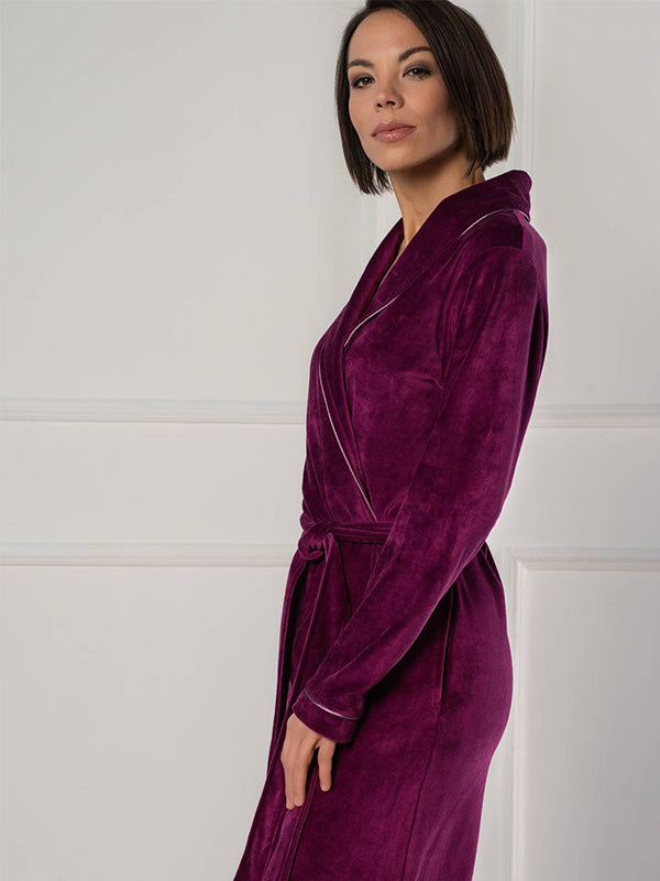 Belmanetti ilgas medvilninis chalatas "Dora Magenta Velour"