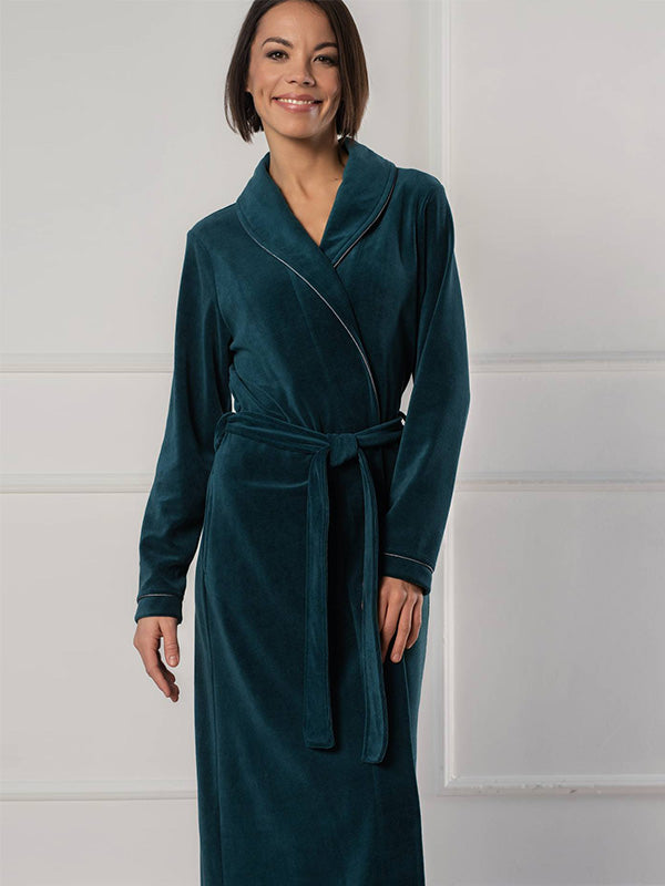 Belmanetti ilgas medvilninis chalatas "Dora Green Velour"