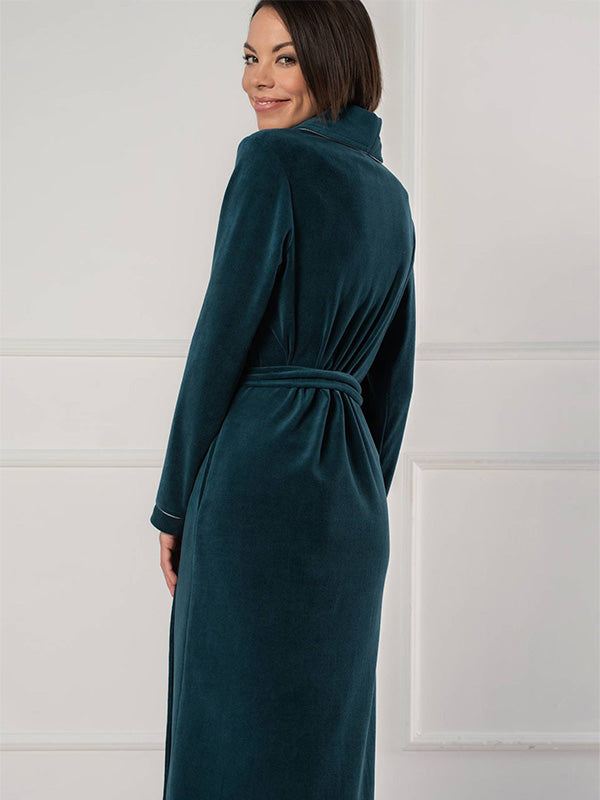 Belmanetti ilgas medvilninis chalatas "Dora Green Velour"