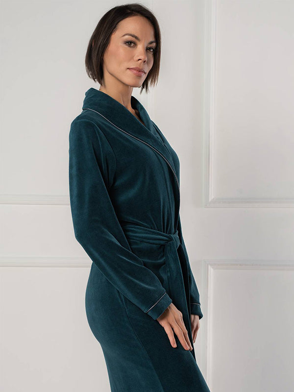 Belmanetti ilgas medvilninis chalatas "Dora Green Velour"