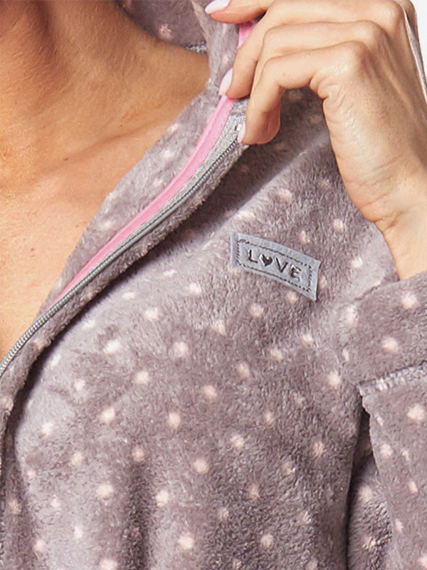 L&L chalatas su užtrauktuku "Zora Grey - Pink Dots"