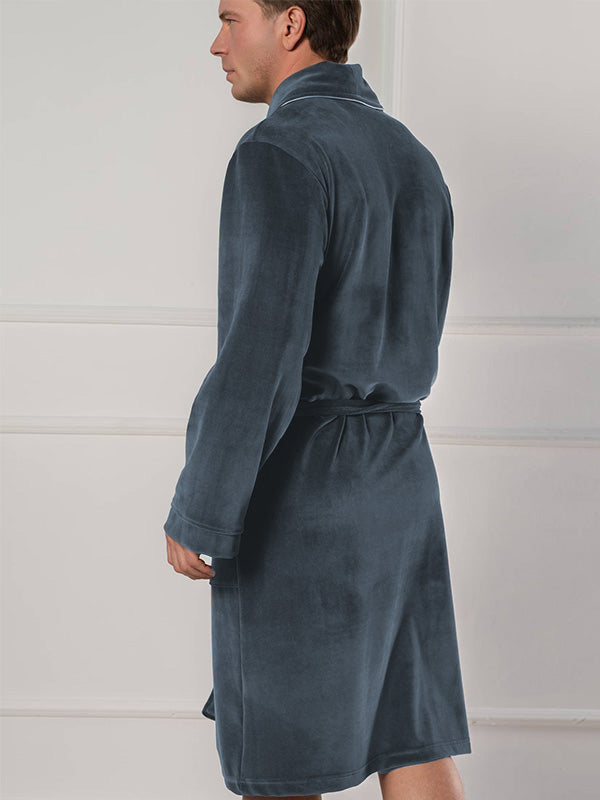 Belmanetti vyriškas medvilninis chalatas "Roberto Dark Grey Velour"
