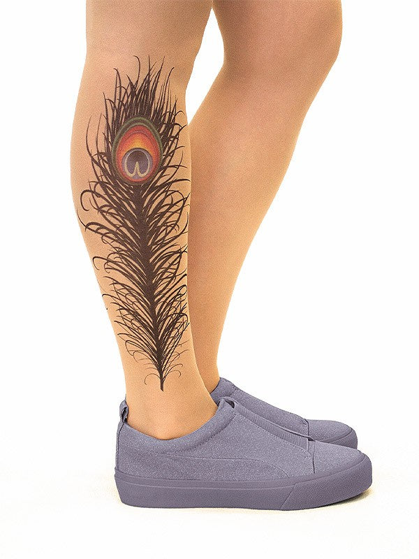 Stop & Stare колготки с татуировкой "Peacock Feather 20 Den Sun"