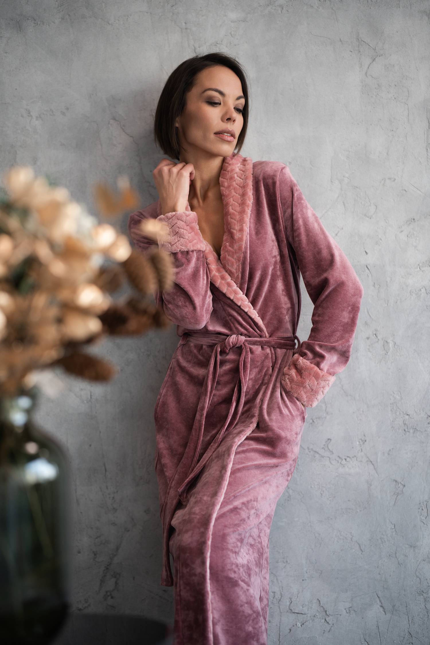 Belmanetti ilgas bambuko pluošto chalatas "Loveland Velour Lilac"