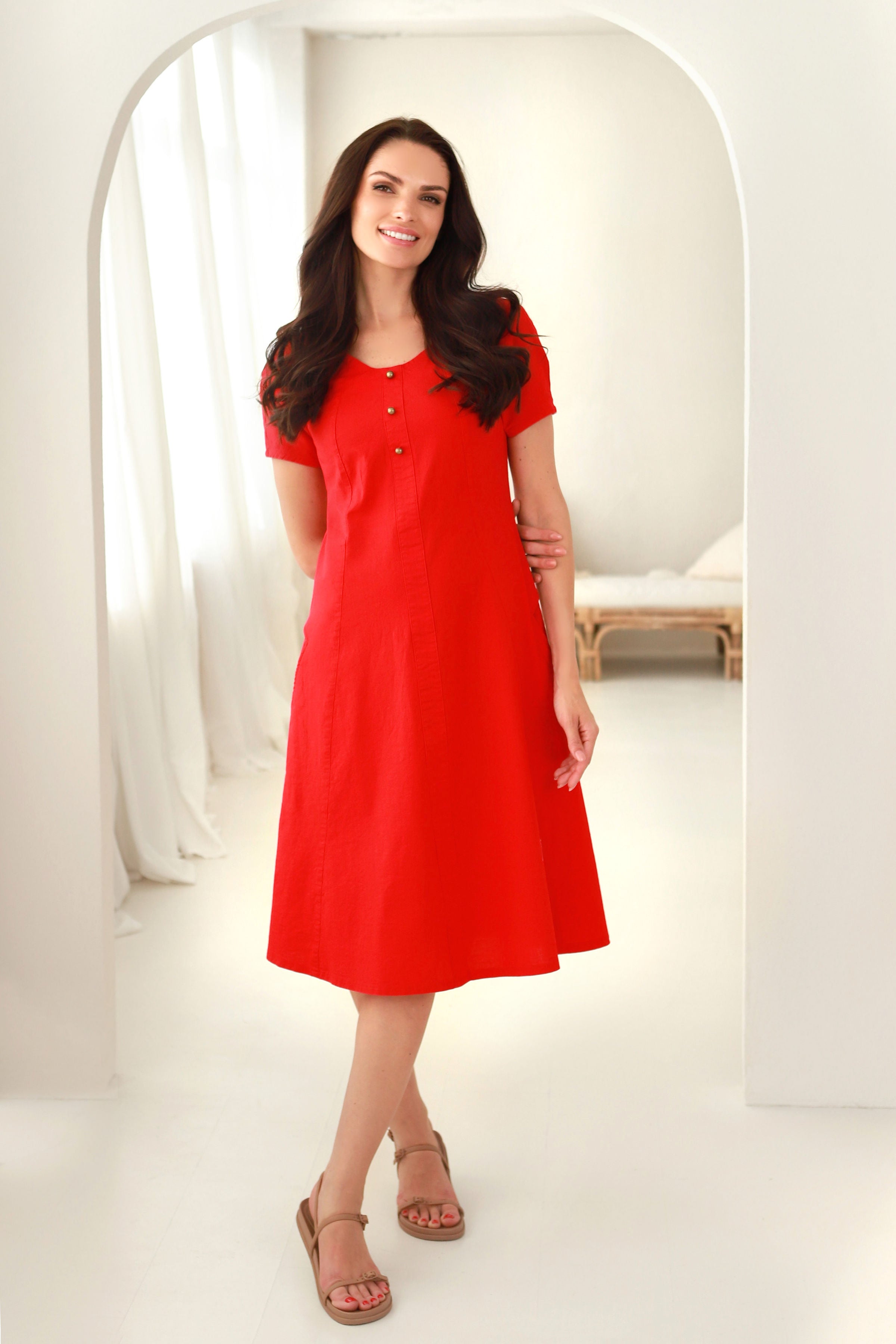 elegantiška lininė suknelė