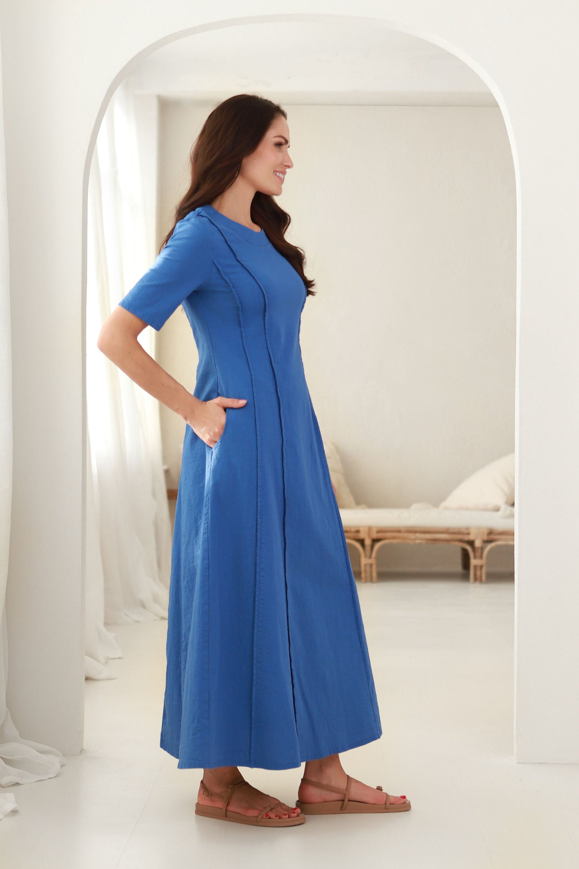 elegantiška lininė suknelė