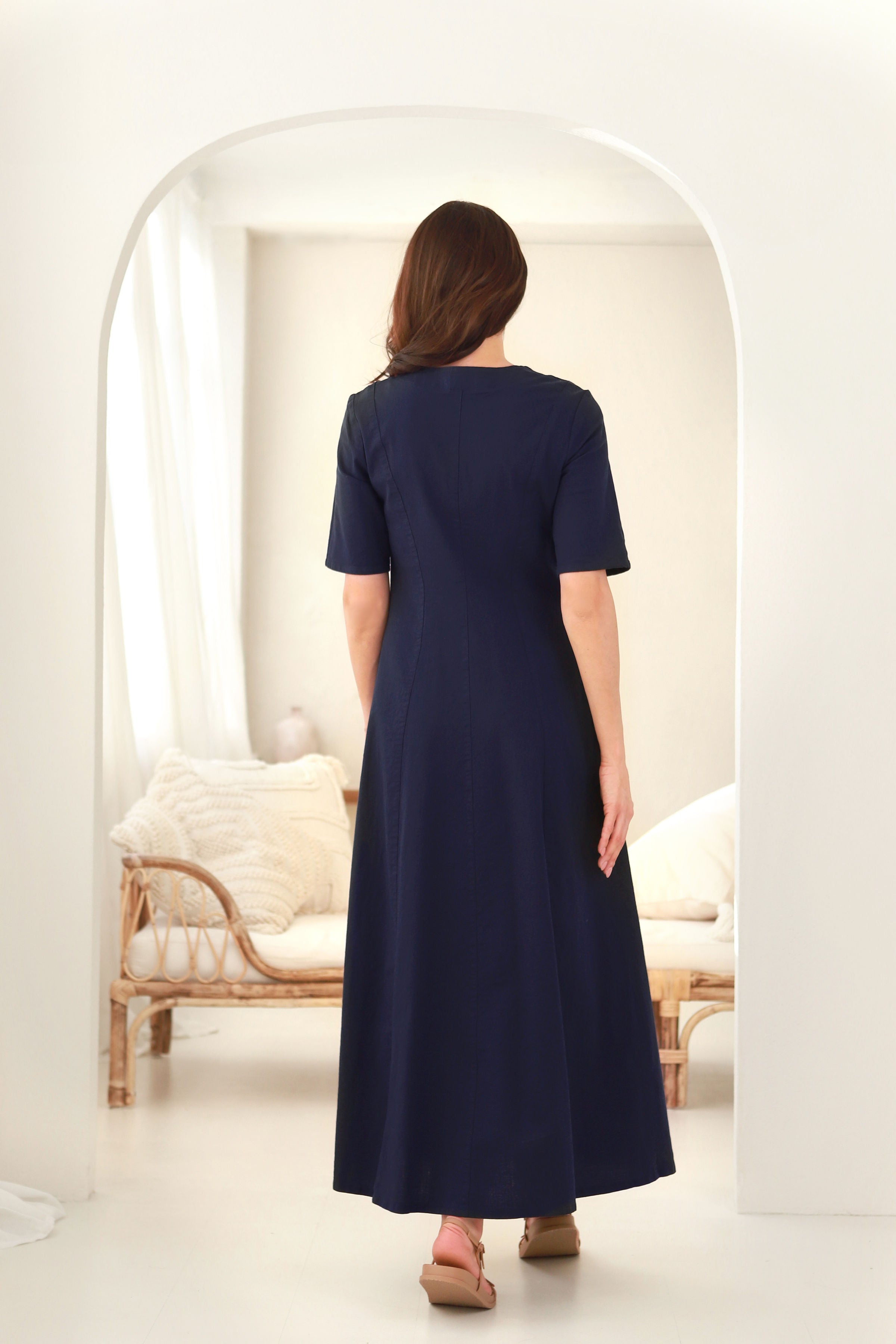 ilga lininė suknelė