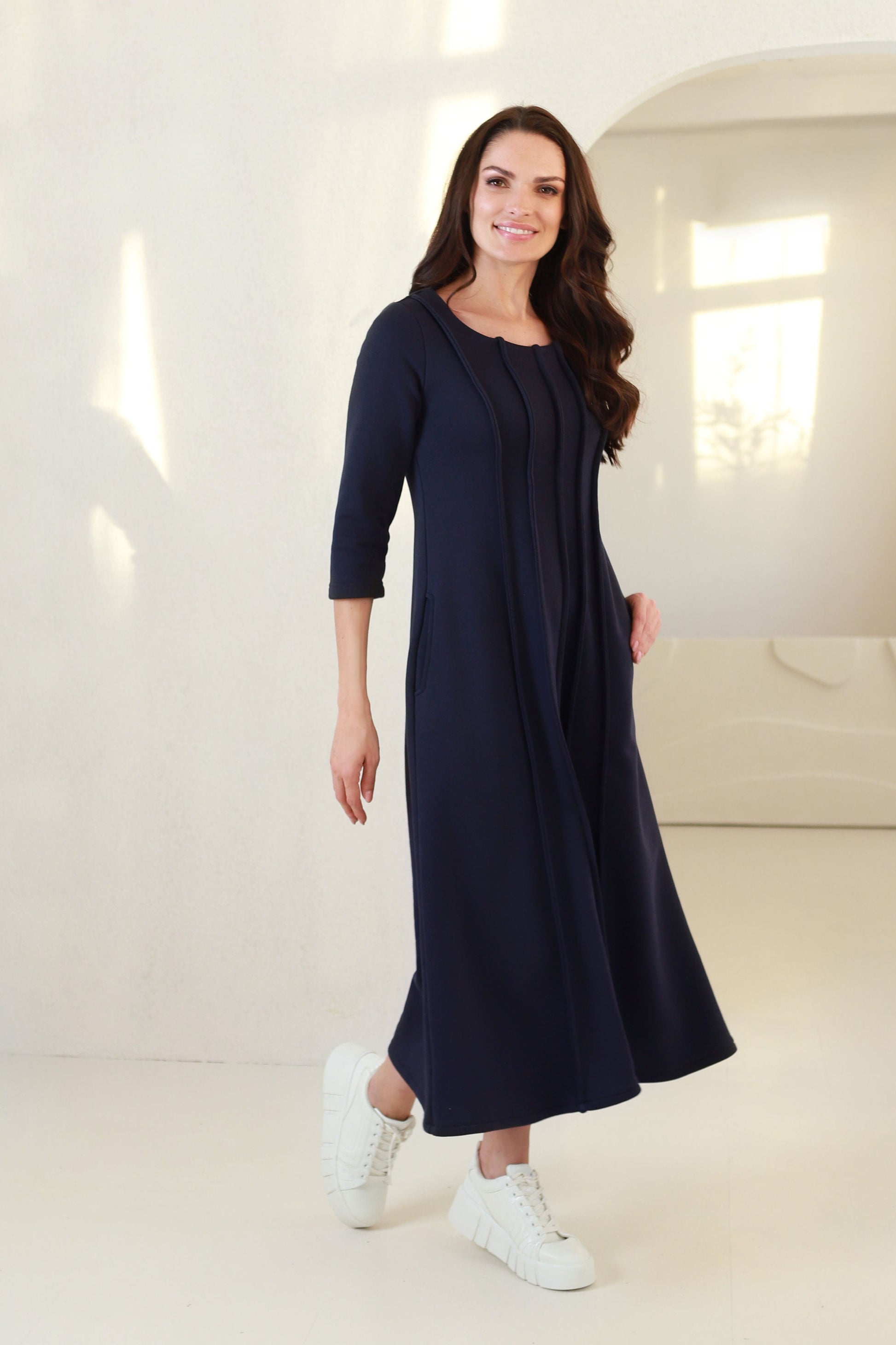 a formos ilga medvilninė suknelė