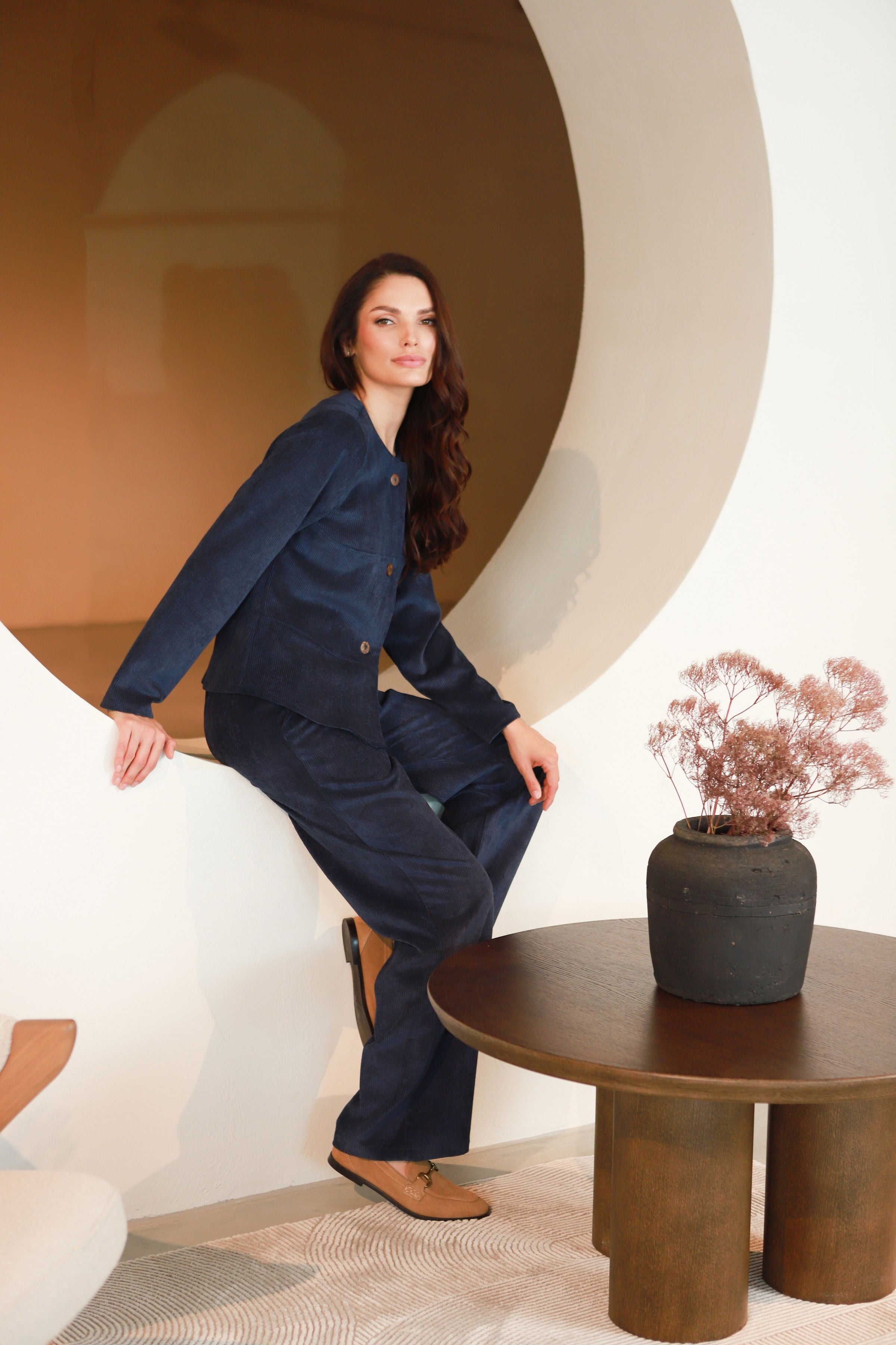 Lega velvetinis švarkelis "Jasira Navy Velvet"