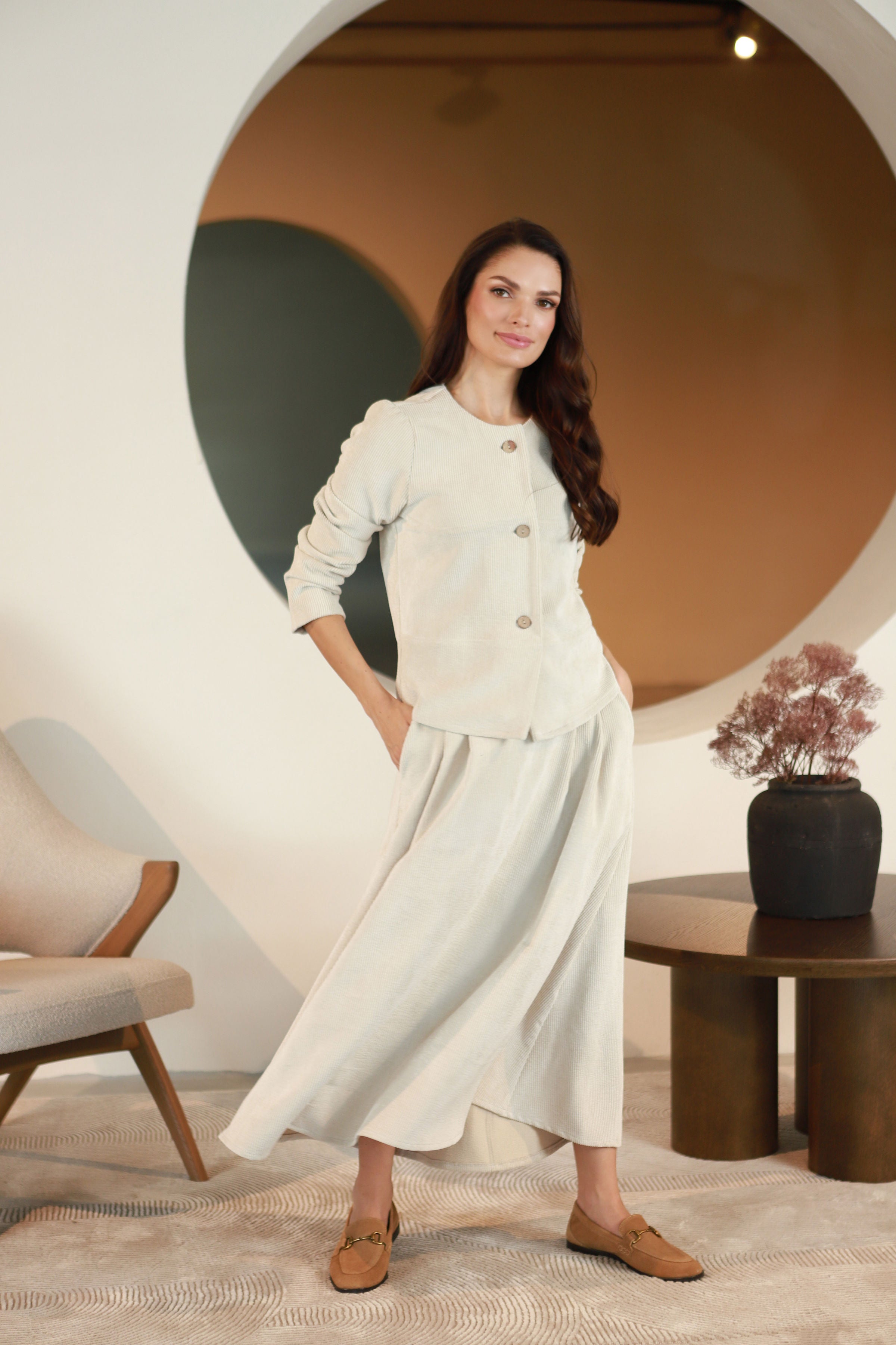 Lega velvetinis švarkelis "Jasira Beige Velvet"