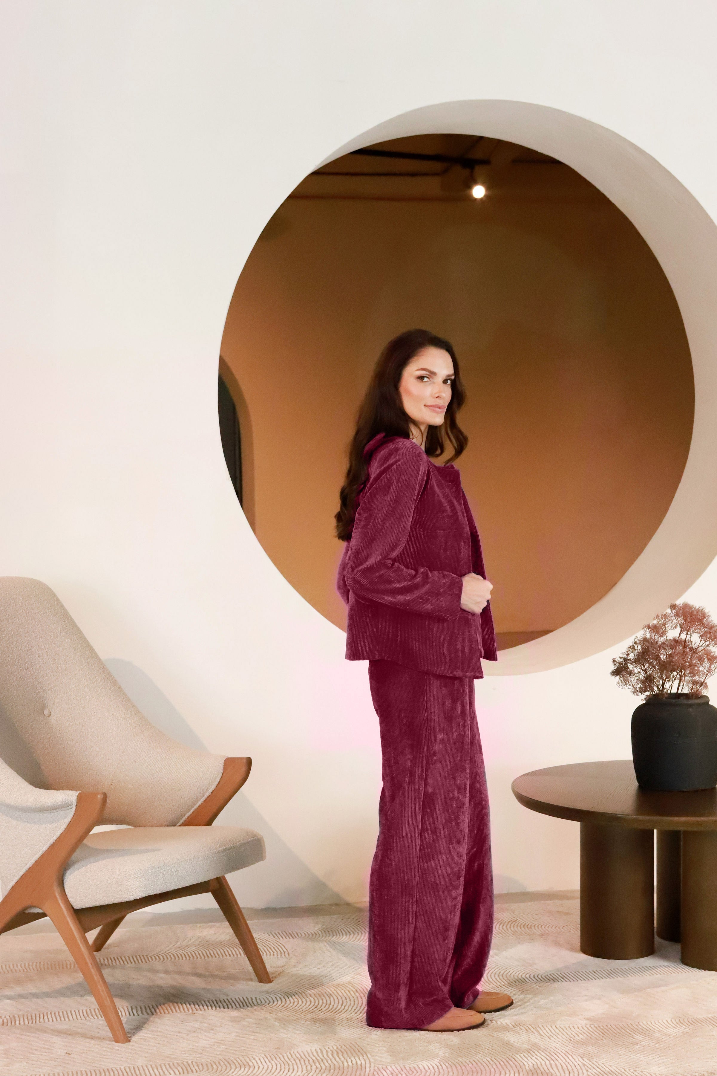 Lega velvetinės kelnės "Valery Bordeaux Velvet"