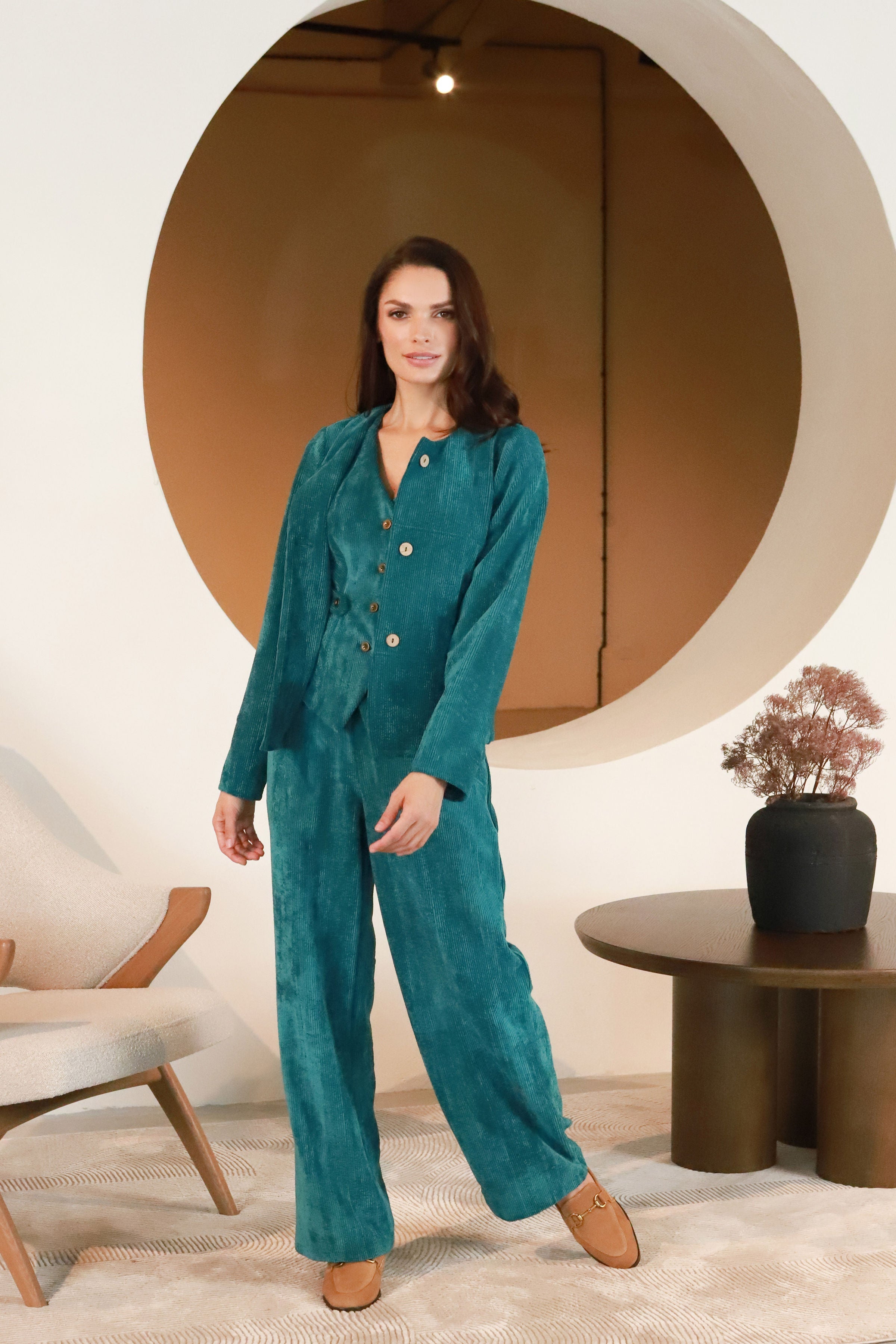 Lega velvetinis švarkelis "Jasira Turquoise Velvet"