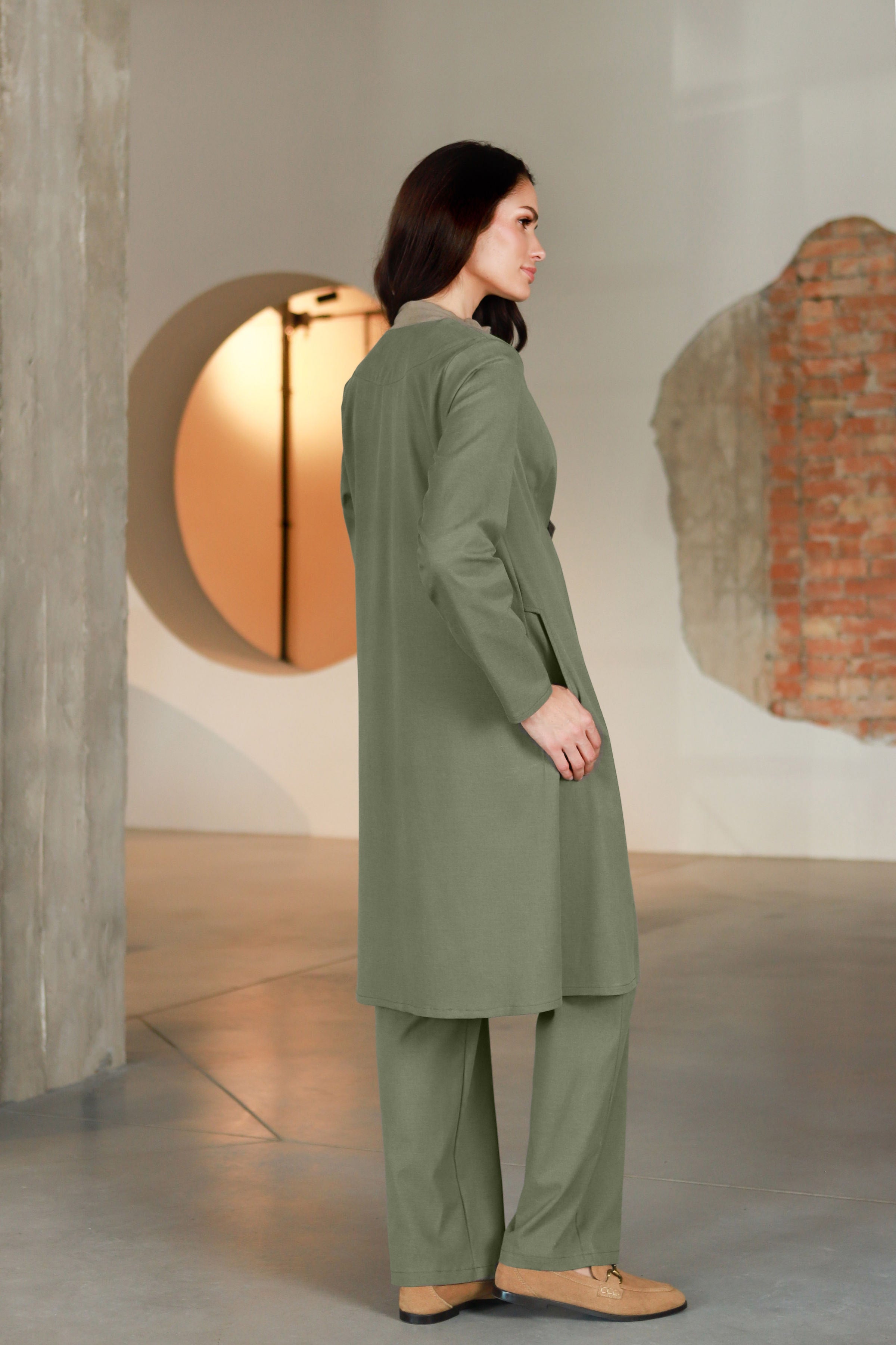 Lega ilgas švarkelis "Emily Olive Grey"