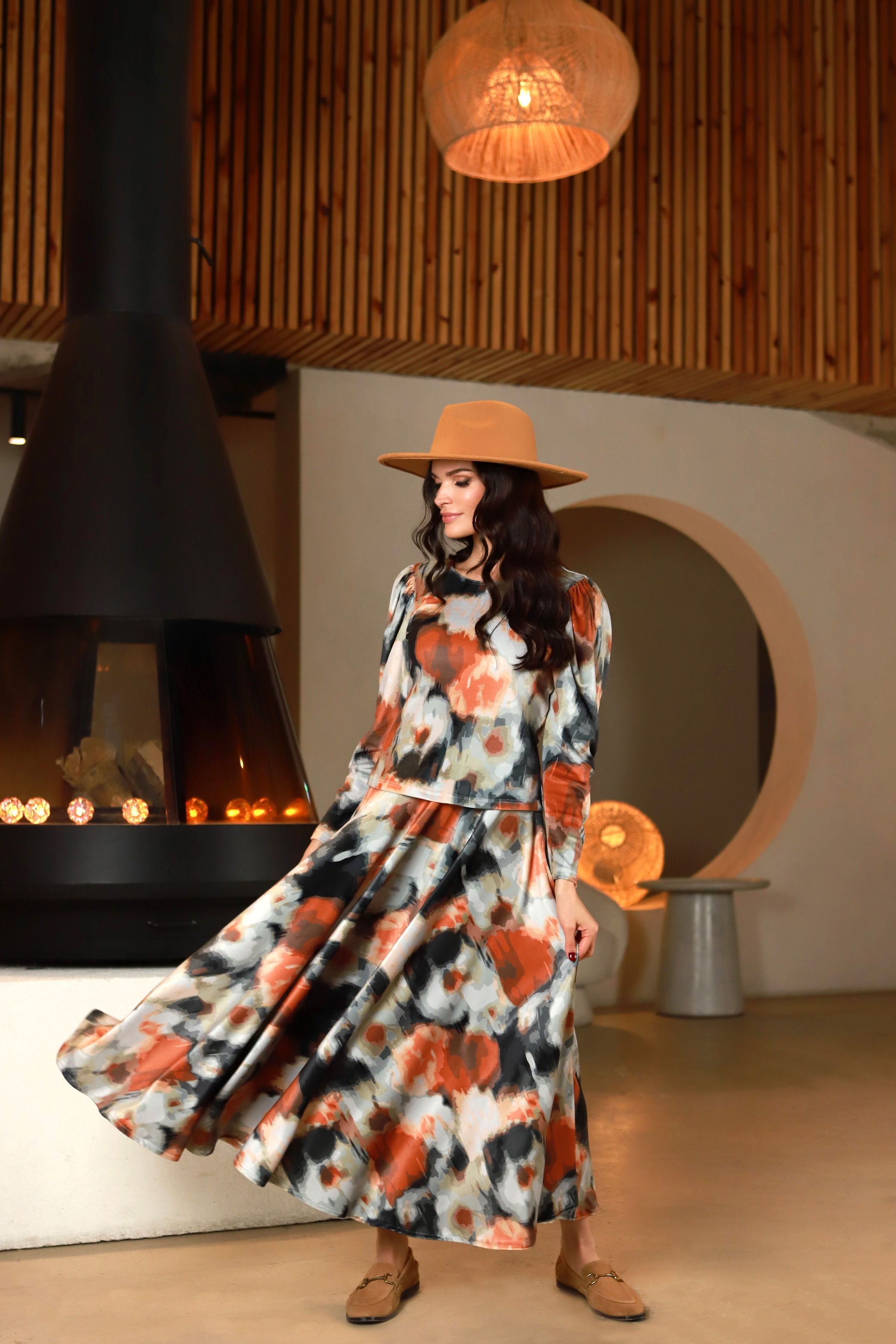 Lega ilgas veliūrinis sijonas "Milita Multicolor Velour"