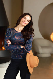 Lega veliūrinė palaidinė "Olivia Navy - Multicolor Velour"