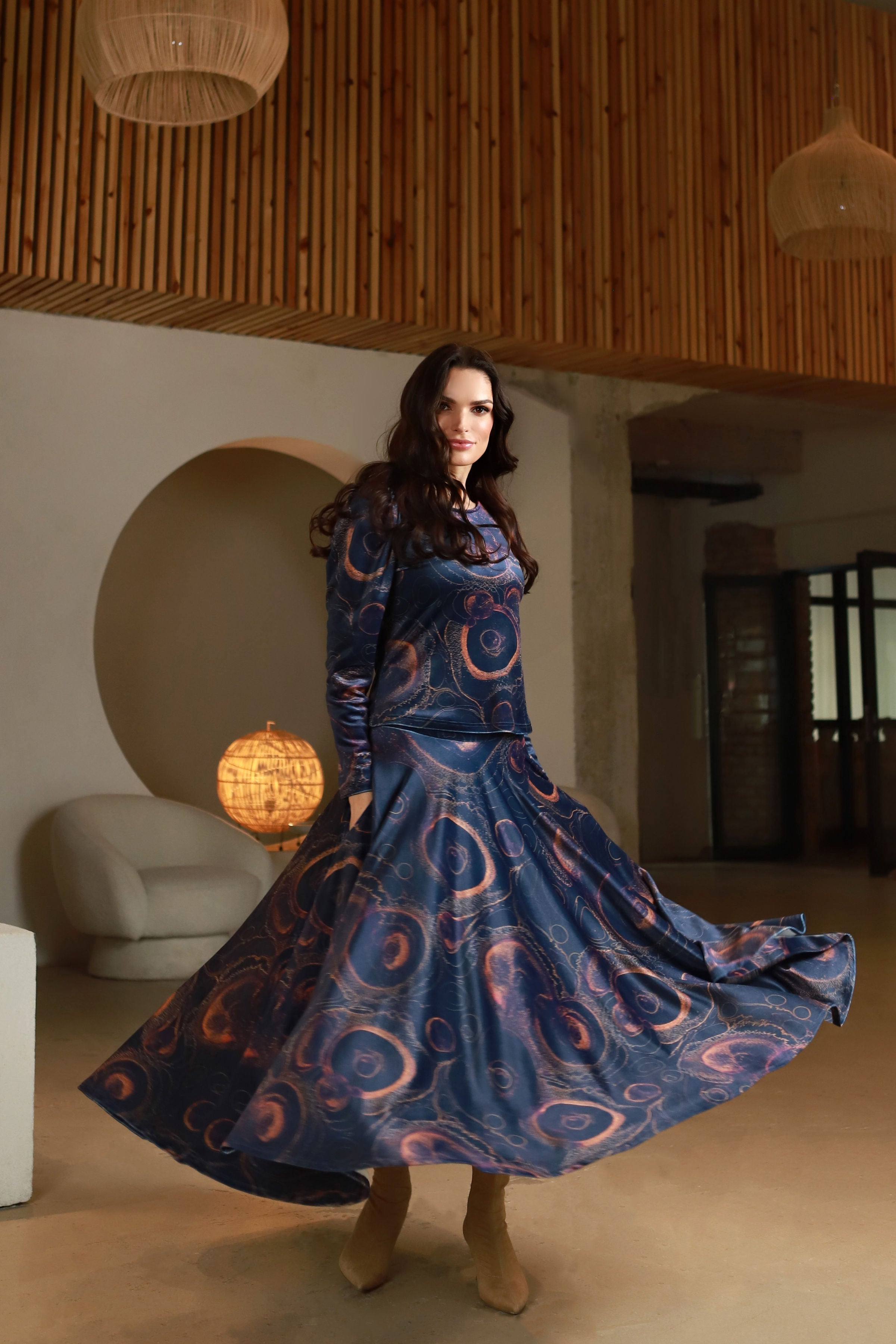 Lega veliūrinė palaidinė "Olivia Navy - Multicolor Velour"