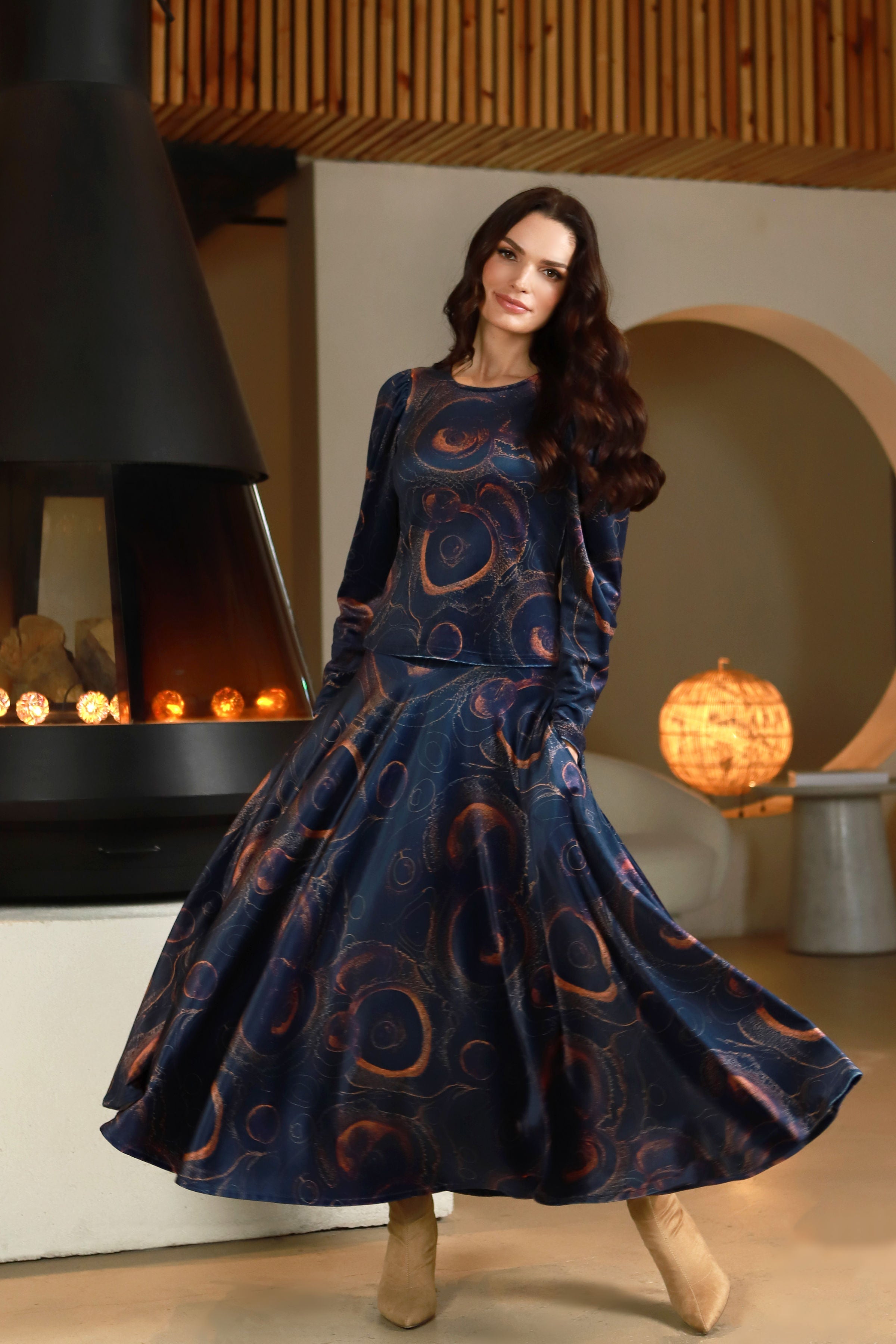 Lega veliūrinė palaidinė "Olivia Navy - Multicolor Velour"