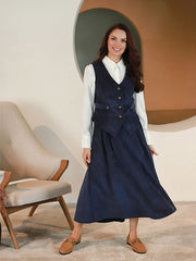 Lega ilgas velvetinis sijonas "Vendy Navy Velvet"
