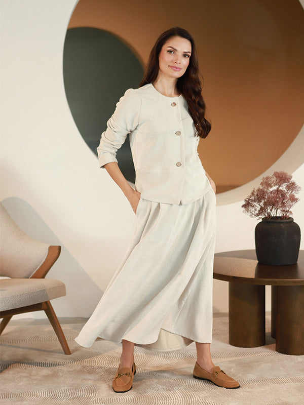 Lega ilgas velvetinis sijonas "Vendy Beige Velvet"