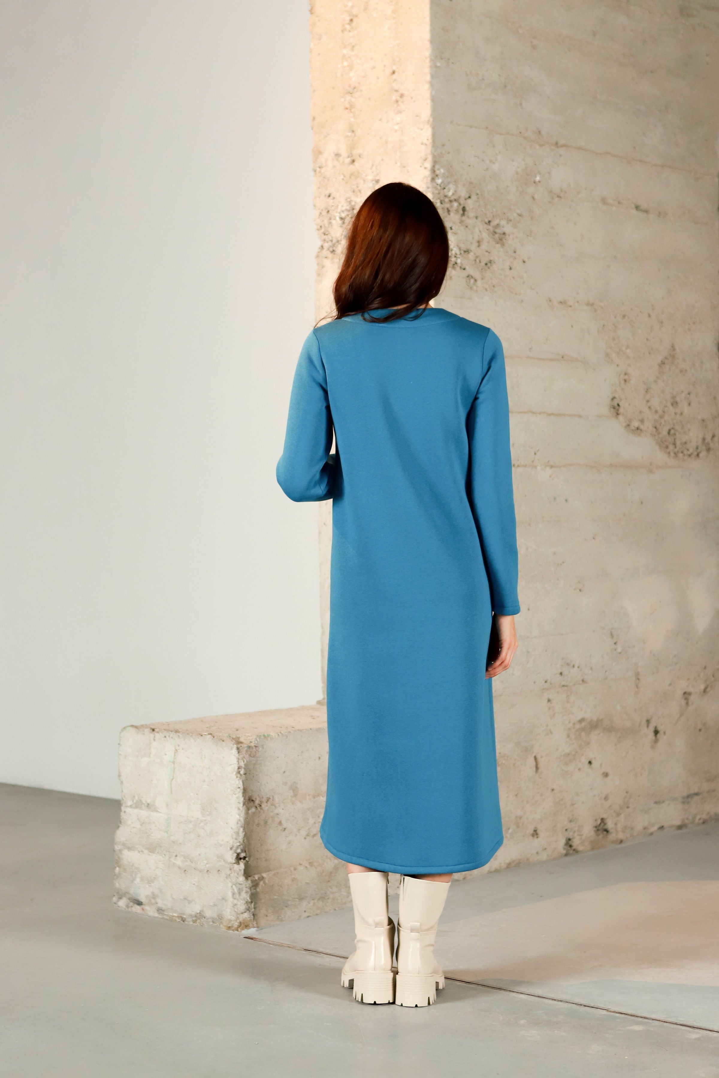 Lega medvilninė suknelė su pūkeliu iš vidaus "Amara Turquoise"