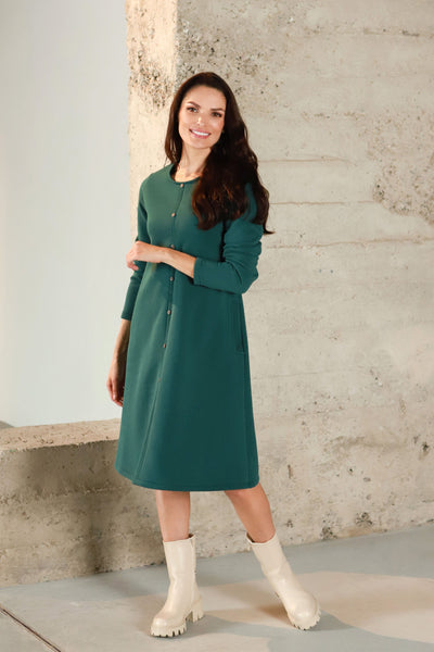 Lega medvilninė suknelė su pūkeliu iš vidaus "Miriel Deep Green"