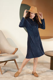 Lega įliemenuota velvetinė suknelė "Noemi Navy Velvet"